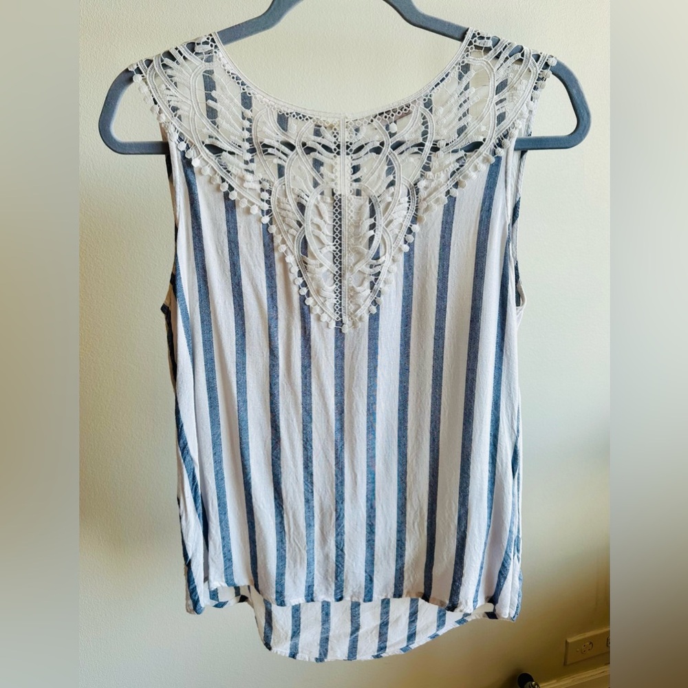 Orsay Striped Lace Detail Sleeveless Top - size EU36